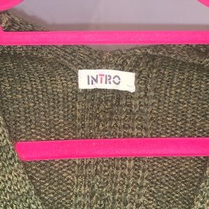 Green knit high low sweater